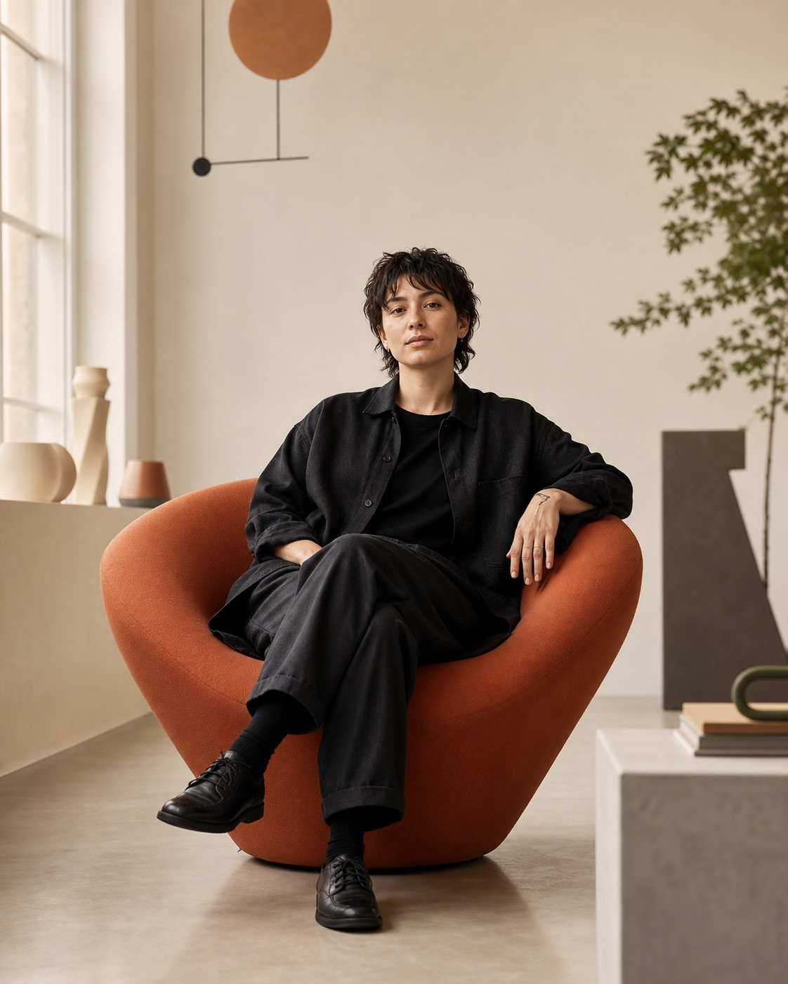 Portfolio portrait in a warm studio setting